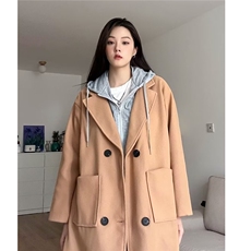 2024女秋冬季潮流纯色潮标准中长款百搭毛呢大衣新款慵懒MN02/P85，女装毛呢外套，星座506A