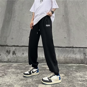 运动卫裤男生夏季美式复古潮牌抽绳褶皱裤子百搭休闲长裤B495-P35图片