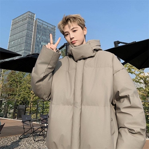 现货5W件冬季三防重磅boxy短款羽绒连帽PU皮棉衣外套防风加厚棉服图片