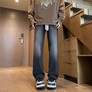 复古黑灰水洗直筒牛仔裤男女款 H812 P45图片