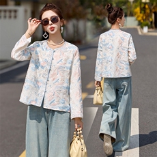 新中式国风外套女2025春季新款复古刺绣提花设计感小众高级感上衣，女装短外套，布芭啦