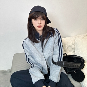 抖音得物高品质 美式高街重磅结构设计拼接织带立领卫衣外套 CM42图片