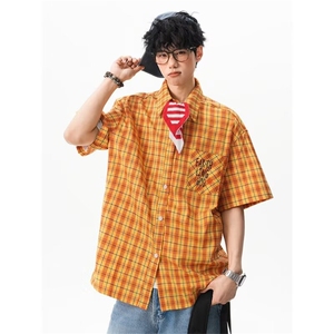 新款复古短袖格子衬衫夏季2025新款外搭休闲衬衣外套CDA19-P35图片