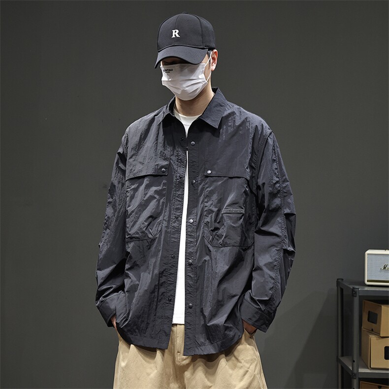 【限价129】2025男三防外套宽松春装山系户外防晒功能大口袋,男装防晒衣,电商D215