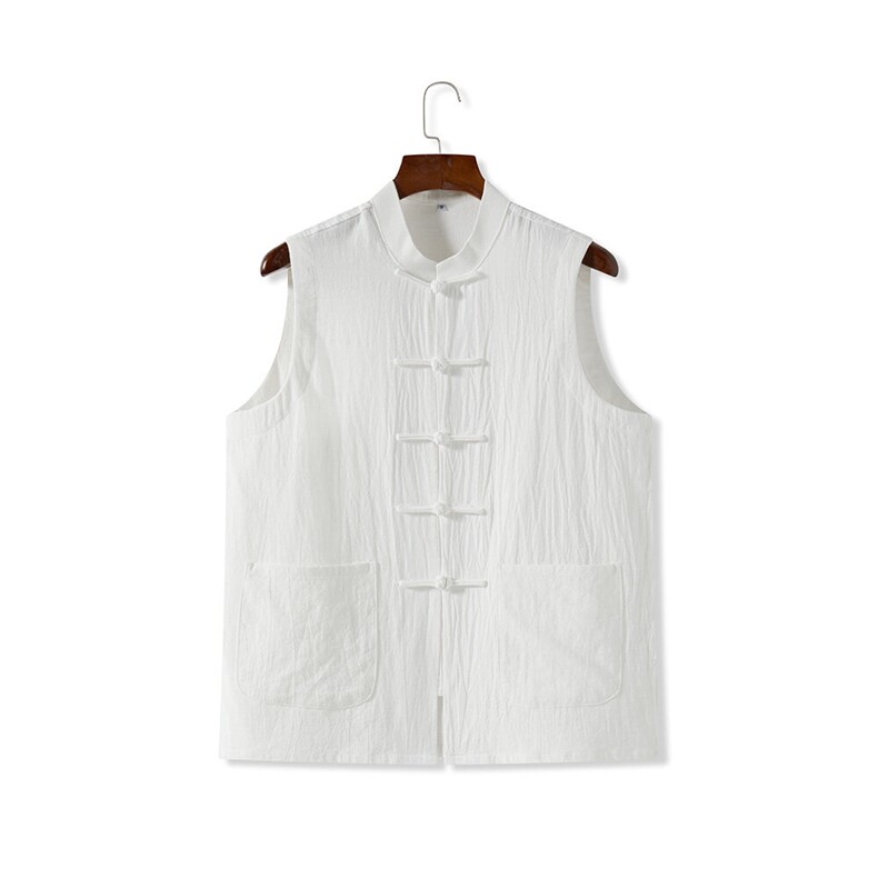 夏季风棉麻背心盘扣中式复古透气无袖马甲MK20-P35，男装背心/马甲，星座217-5