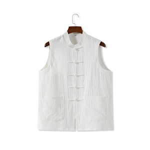 夏季风棉麻背心盘扣中式复古透气无袖马甲MK20-P35，男装背心/马甲，星座217-5