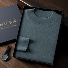 秋冬半高针织套头上衣时尚百搭，男装针织衫/毛衣，曼云男装羊绒
