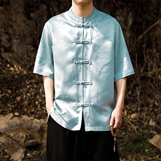 现货2024风新款夏季新中式五分袖衬衫短袖T恤男T2802-p65，男装T恤，电商A021