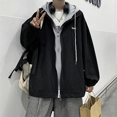 2023港风文艺假两件夹克男春秋宽松潮流长袖外套，男装夹克，星座716-2