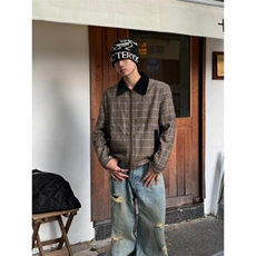 【有货】美式高级感千鸟格拼接撞色短款拉链夹克外套W9328LL-特70，男装夹克，星座1007（原301D）