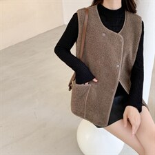 皮毛一体马甲，女装马甲，吉之红