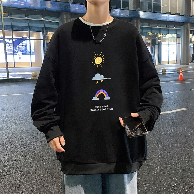 S6141-P28加绒款-P33秋季圆领卫衣男大码韩版宽松长袖外套,男装卫衣,电商A040