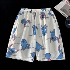 新款上市夏季短裤史迪仔潮流印花时尚宽松休闲裤子K22377-P30，男装休闲裤，电商A128
