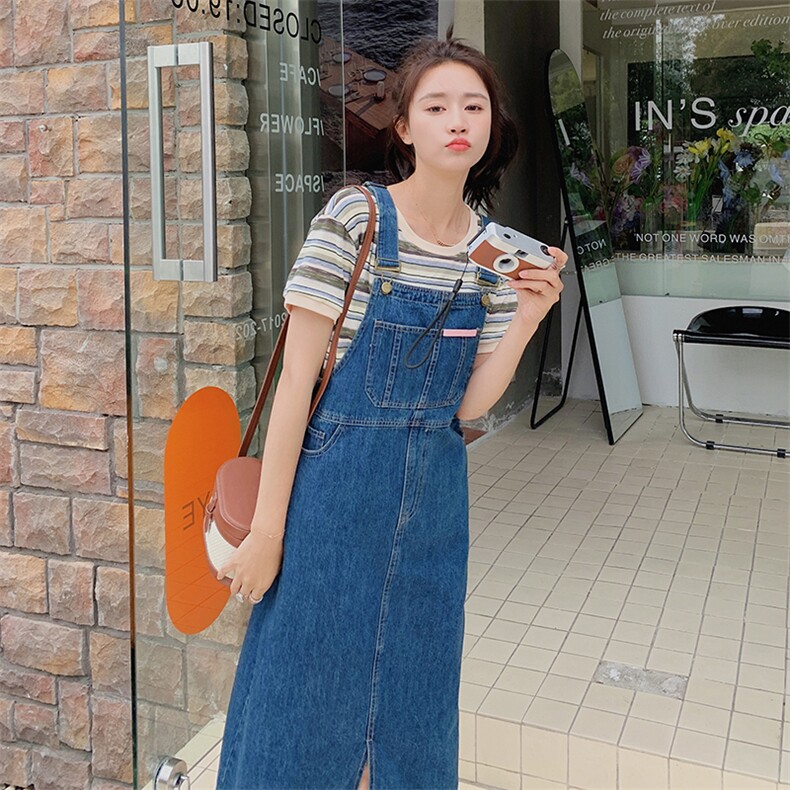 牛仔背带裙套装女2023年夏季新款设计小众小个子连衣裙两件套女,女装套装/套裙,辉之琳