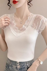 白色蕾丝内搭吊带背心女打底衫2025新款洋气时髦性感V领无袖上衣，女装背心吊带，暖姿羊绒