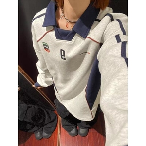美式复古卫衣男春秋款潮牌拼接高级感运动vintage长袖L66077-p55图片