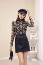 欧韩时尚打底烧花烫金蕾丝网布设计款内搭小衫精致高档外套，其它，爱美绮·婉娴