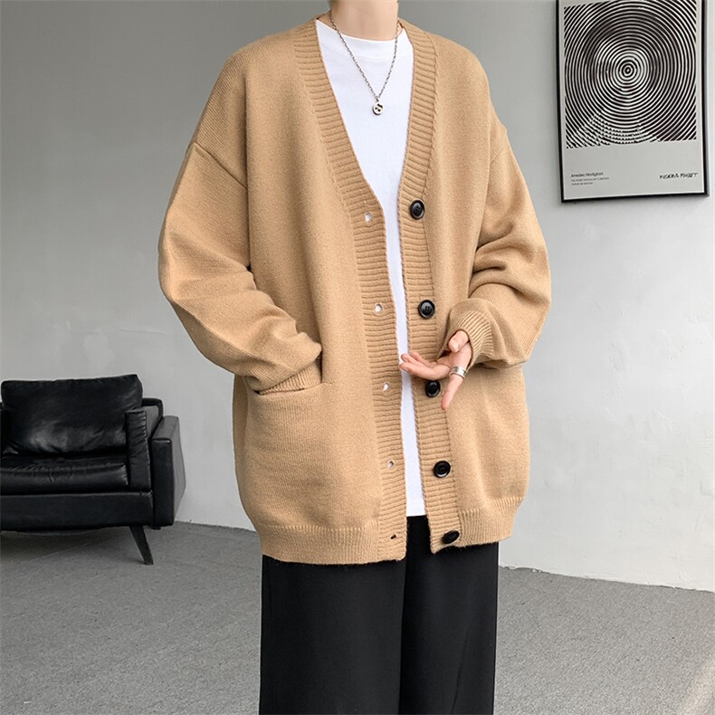8XL-M大码V领开衫毛衣外套男日系复古宽松慵懒风针织衫KS002p55,男装针织衫/毛衣,电商B312