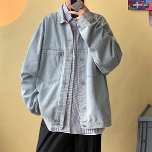 牛仔外套春秋季宽松夹克潮流ins港风男士2021新款潮牌 W1793-P57图片