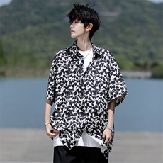 8XL-M花衬衫男短袖夏季薄款冰丝半袖宽松大码休闲外套DC28008P38，男装衬衫，电商B312