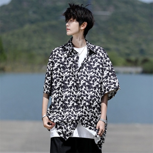 8XL-M花衬衫男短袖夏季薄款冰丝半袖宽松大码休闲外套DC28008P38