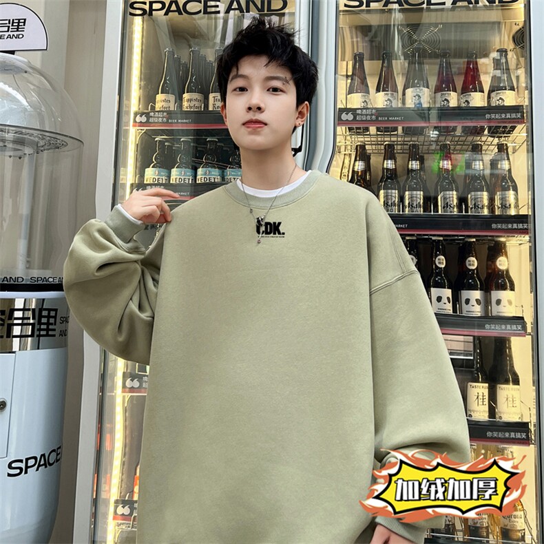 ！圆领卫衣男长袖T恤男WY172-P28加绒款（JR）-P33控价:49,男装卫衣,电商B367