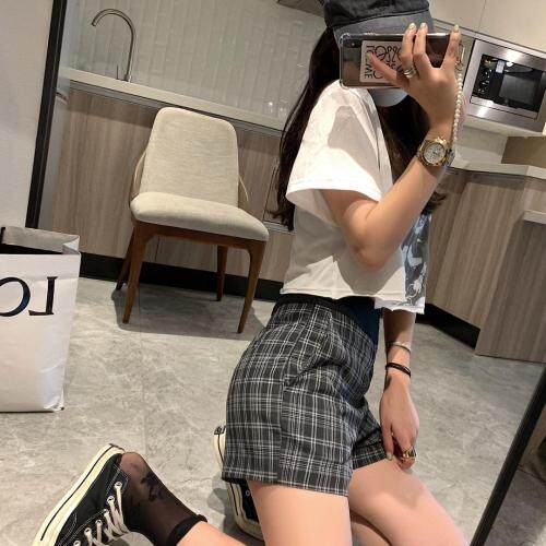 灰格短裤，女装，XTZ style