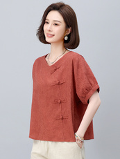 棉麻休闲女夏装2025夏季新款妈妈时尚洋气减龄亚麻裤子，女装大码女装，依恋蒂丝