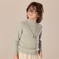 男女同款时尚百搭通勤简约儿童花纱圆领羊绒衫，童装儿童羊绒衫，跳跳羊儿童羊绒衫