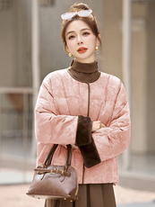 高端设计感立领拼接羽绒服女2025年冬季新款小个子白鸭绒短款，女装羽绒服，沁沁公主
