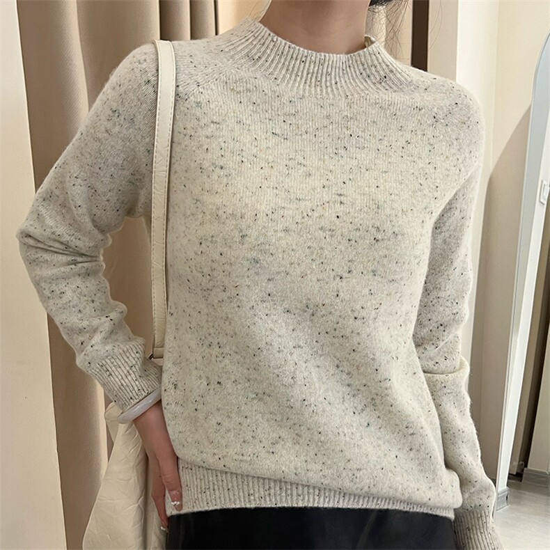 2025秋冬新款女羊绒衫100%纯山羊绒圆领长袖简约套衫宽松保暖套衫,女装羊毛衫,臻纶羊绒