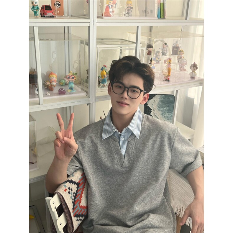 短袖男款夏季polo衫学院风拼料翻领T恤男假两件T719,男装T恤,星座1116A（原606A-3）