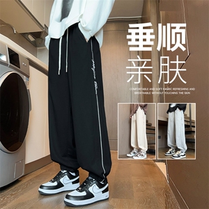 休闲裤男款春秋潮牌宽松束脚裤子男时尚帅气青少年长裤K526-P43图片