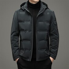 中青年男士外穿拉链连帽纯色鸭绒羽绒服外套男装SNNYR99637-P235，男装羽绒服，电商B212（原钱塘6029）