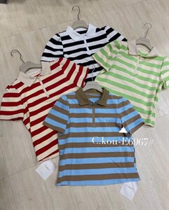 夏季基础款条纹polo T图片