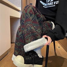 8XL-M羊羔绒裤子男冬季加绒加厚民族风重磅针织棉裤大码KZ023P78，男装民族服装，电商B312