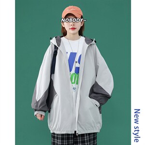 2021春季新中性风大码男女港风撞色拼接连帽ins潮流外套J6071-P70图片