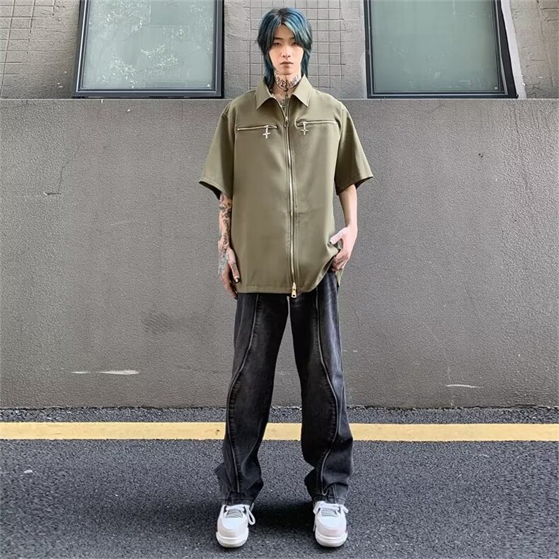 标准百搭潮夏季潮流日常男青春流行文艺五分袖衬衫CG12-P35,男装衬衫,星座1109-3