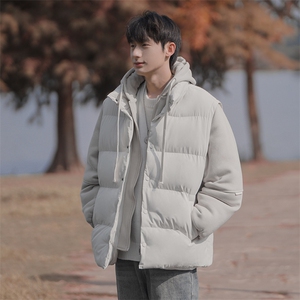新款假两件棉服男加厚羽绒棉衣情侣款连帽拼色连帽外套M092-P75图片