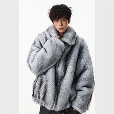 “雪暖冬”双面穿重磅加厚狐狸毛座山雕棉服夹克外套，男装夹克，星座903-1