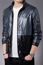 拼色夹克男2023春秋新款中青年男士茄克宽松休闲时尚百搭外套男装图片