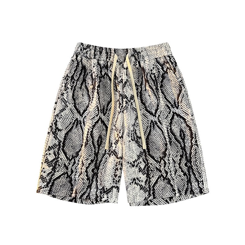 蟒蛇花纹印花沙滩透气简简约休闲运动五分时尚短裤DK2103P25，男装牛仔裤，电商A128