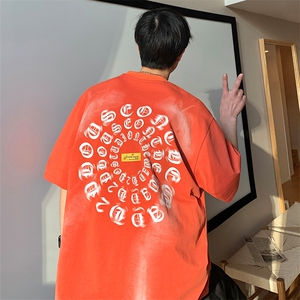 2024夏新款 高品质港风个性撞色印花短袖T恤上衣 T2216-P42图片