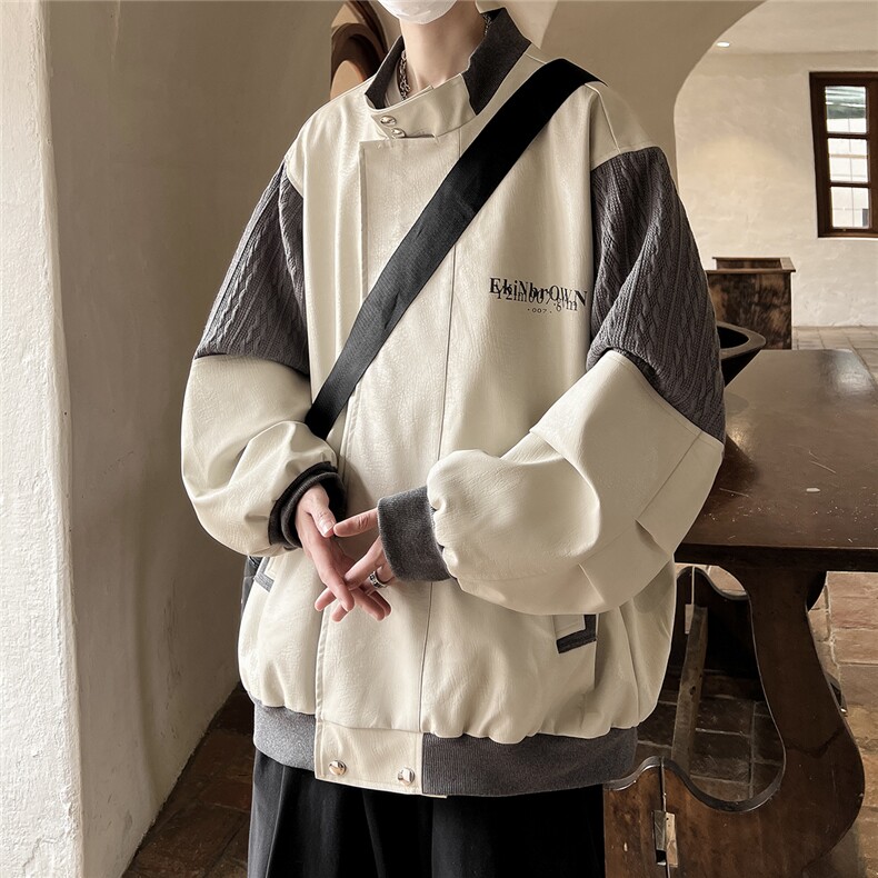 港风肩膀民族风大码夹克男情侣皮衣男女外套男JK8756P110控149，男装民族服装，星座226-1