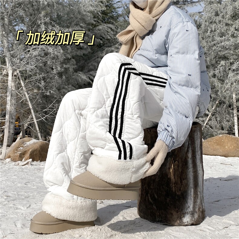 2025冬季美式条纹葫芦格设计加绒外穿棉裤B315-K25905JR-p65控89，男装棉裤，电商B315