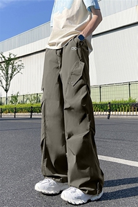 2024夏新款港风美式高街ins潮牌阔腿直筒休闲裤男长裤 ZK3565-P40图片