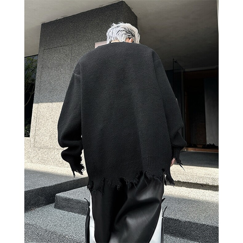 美式高街半拉链破洞毛衣男秋冬嘻哈潮牌情侣宽松针织衫MY9089-P60,男装针织衫/毛衣,星座308B-1