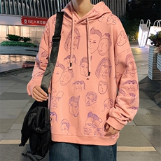秋季新品青少年2023港风印花休闲运动连帽卫衣男女同款W412-P30，男装卫衣，电商A441-1