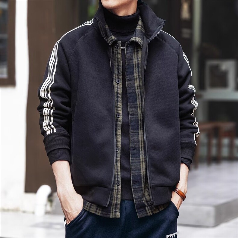 高端美式开衫卫衣外套男2025重磅潮牌宽松立领春季新款运动夹克男,男装夹克,星座506A