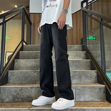 黑色牛仔裤男款春季美式ins高街宽松百搭直筒裤复古简约微裤子，男装牛仔裤，星座1013